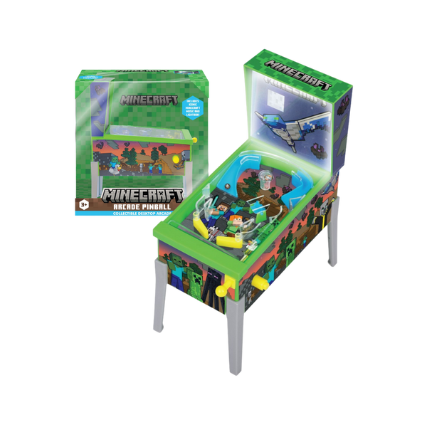 Mini Pinball Minecraft Arcade | 22.5x 22.4x15.3 cm | Ambassador Games | Con Luz y Sonido | Juego de Mesa Retro