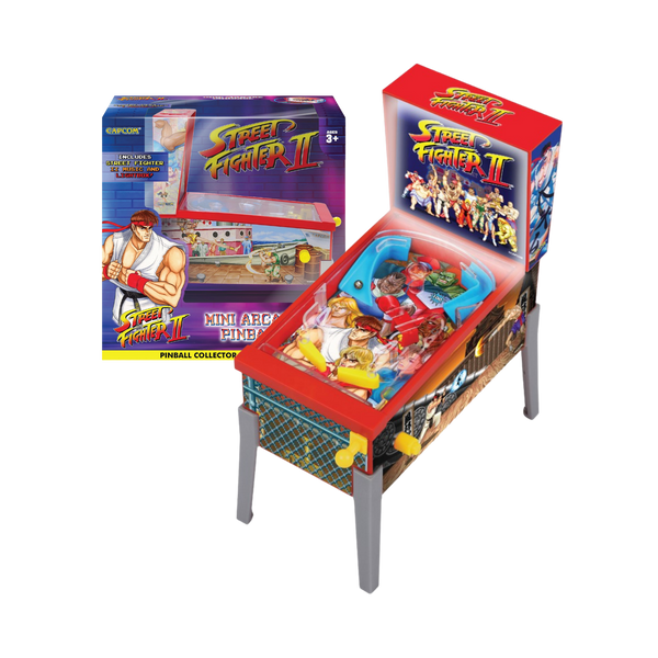 Mini Pinball Street Fighter II Arcade | 22.5x22.4x15.3 cm | Ambassador Games | Con Luz y Sonido | Juego de Mesa Retro